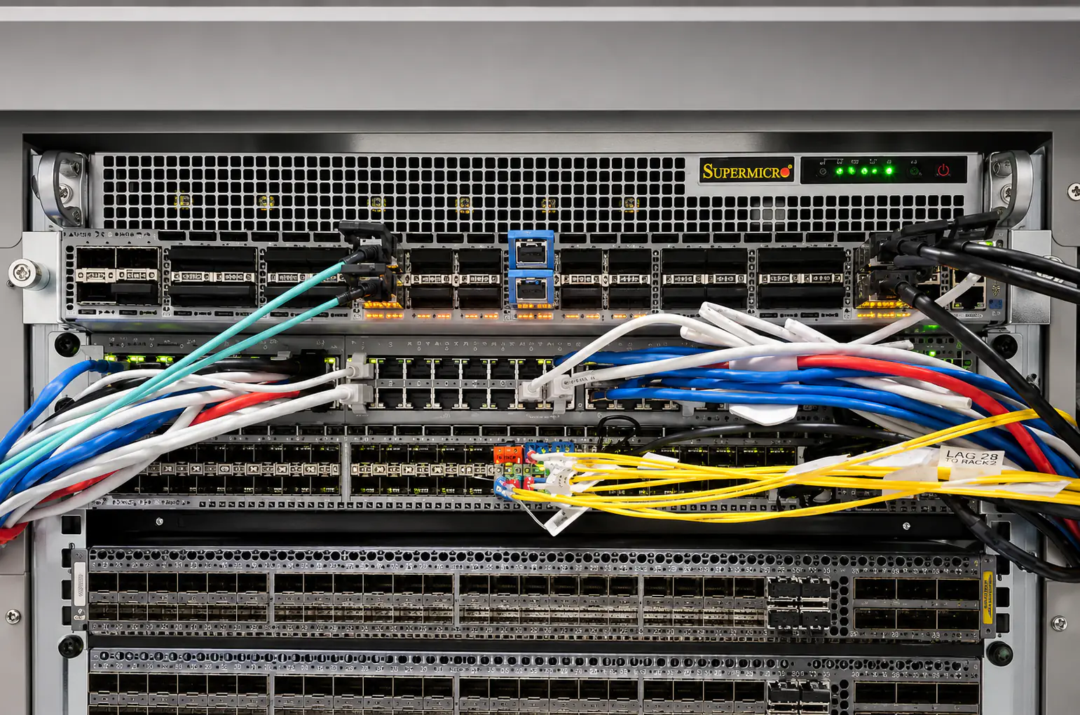 Arista network equipment in a datacenter rack